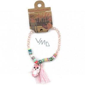 Albi Jewelry Armband aus Perlen Owl Symbol der Weisheit, Quaste Schutz, Energie 1 Stück verschiedene Farben