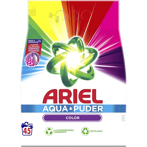 Ariel Aquapuder Color Universalwaschmittel für Buntwäsche 45 Dosen 2,925 kg
