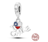 Sterling Silber 925 I Love Chile - Ich liebe Chile, 2in1 Reise-Armband-Anhänger