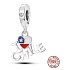 Charm Sterlingsilber 925 Chilenische Flagge Herz - Ich liebe Chile - I Love Chile, 2-in-1 Anhänger für Reise-Armband