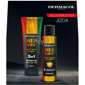Dermacol Men Agent Don't Worry be Happy 3in1 Duschgel für Körper, Haare und Gesicht 250 ml + Deodorant Spray 150 ml, Kosmetikset für Männer