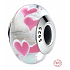 Charme Sterling Silber 925 Murano weiß mit Herzen, Liebe Perle auf Armband