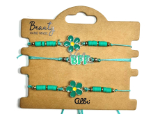 Albi Blume und Bff Armbänder grün, verstellbare Größe, Set 3 Stück