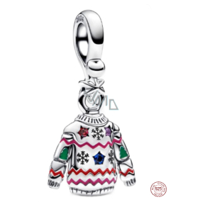 Charm Sterlingové stříbro 925 Vánoční svetr - Milý Ježíšku, příští rok budu hodný! 2024, přívěsek na náramek vánoce