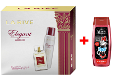 LA RIVE ELEGANT WOMAN Parfümwasser 100 ml + Deodorant Spray 150 ml, Geschenkset für Damen + La Rive 2in1 Duschgel Minie 250 ml ZUSÄTZLICH