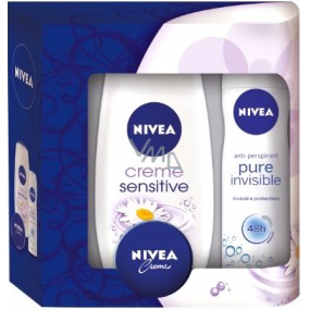 Nivea Pure Invisible Antitranspirant Spray 150 ml + Sensitive Balance Duschgel + Creme 30 ml für Frauen Kosmetikset