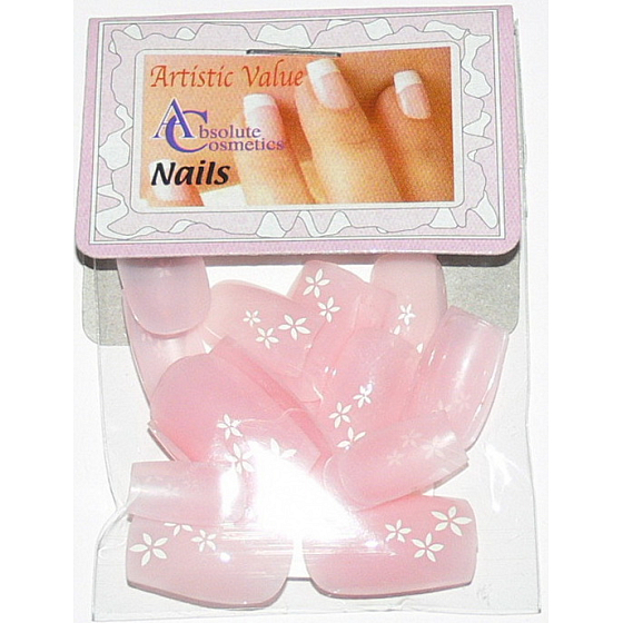 Absolute Cosmetics Nails künstliche Nägel French Manicure 21000 Pink mit Blumen 20 Stück