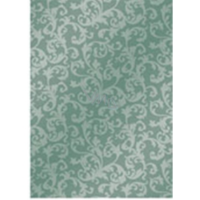 Ditipo Geschenkpapier 70 x 200 cm Weihnachten grau-grünes Spitzenmuster 2061002