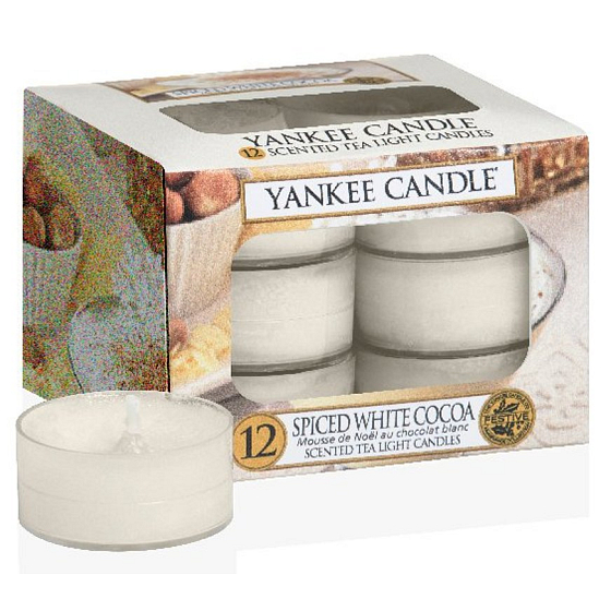 Yankee Candle Spice White Cocoa - Teelicht mit würzigem weißen Kakao-Duft 12 x 9,8 g