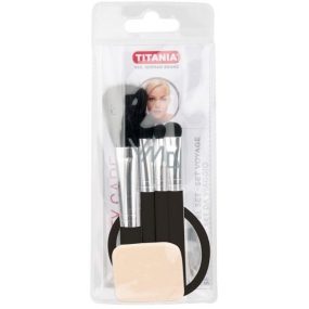 Titania Puderpinsel + Lippenstiftpinsel + Lidschattenpinsel + Lidschattenapplikator + Spiegel, Kosmetikset