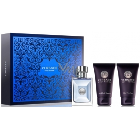 Versace pour Homme Eau de Toilette für Männer 50 ml + After Shave Balm 50 ml + Haar- und Körpershampoo 50 ml, Geschenkset