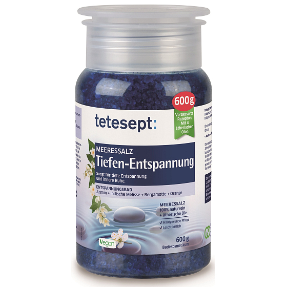 Tetesept Deep Release Meeresbadesalz zur Entspannung von Körper und Geist 600 g