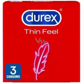 Durex Feel Thin Classic Kondom mit verdünnter Wand für höhere Empfindlichkeit, Nennbreite 56 mm 3 Stück
