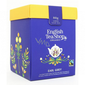 English Tea Shop Bio Schwarzer Tee Earl Grey loser Tee 80 g + Holzmessbecher mit Schnalle