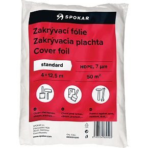 Spokar Standard Abdeckfolie zum Malen, 7 µ, 50 m², 4 × 12,5 m