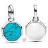 Charm Sterlingsilber 925 Mini-Medaillon türkisblau Imitation Türkis, Anhänger für Armband Symbol
