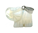 Opalit Elefantenanhänger Naturstein, handgeschliffene Figur 1,8 x 2,5 x 8 mm, Stein der Wünsche und Hoffnung
