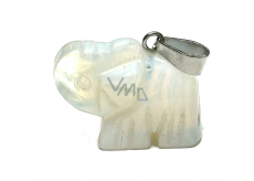 Opalit Elefantenanhänger Naturstein, handgeschliffene Figur 1,8 x 2,5 x 8 mm, Stein der Wünsche und Hoffnung