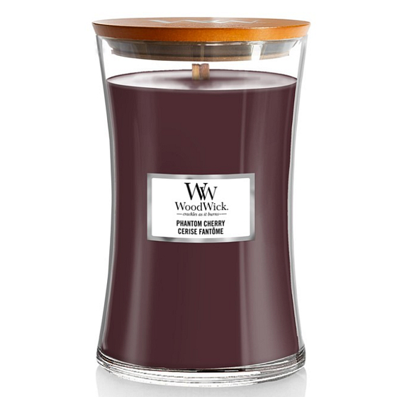 WoodWick Phantom Cherry - Phantom-Kirsche Duftkerze mit Holzdocht und Deckel Glas groß 609 g