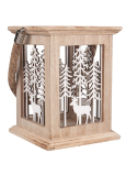 Holzdekoration mit Winterlandschaft zum Aufstellen 13 x 13 x 17,5 cm