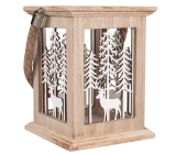 Holzdekoration mit Winterlandschaft zum Aufstellen 13 x 13 x 17,5 cm