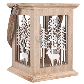 Holzdekoration mit Winterlandschaft zum Aufstellen 13 x 13 x 17,5 cm