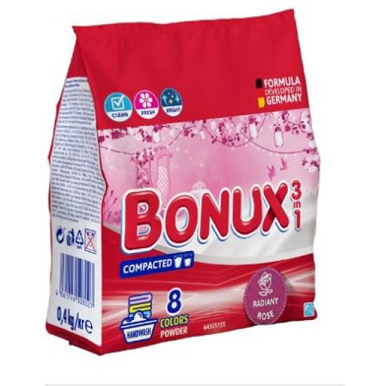 Bonux Waschpulver Radiant Rose, 400 g, 8 Waschladungen