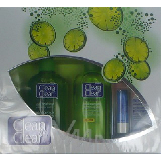 Clean & Clear Reinigungsemulsion 200 ml + Lotion 200 ml + Lippenbalsam 4,9 g, Kosmetikset