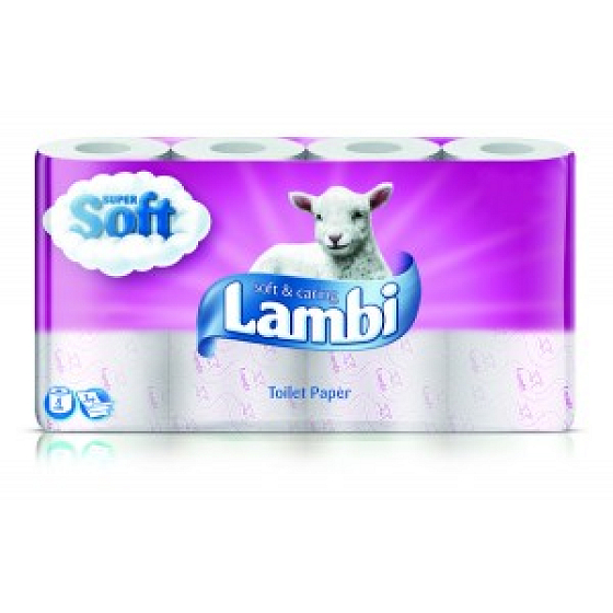 Lambi Soft & Caring Toilettenpapier mit pinkem Aufdruck 3 Lagen à 150 Stück à 8 Rollen