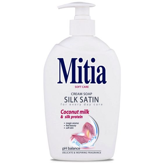 Mitia Silk Satin mit Kokosmilch-Flüssigseifenspender 1 l