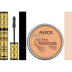 Astor Seduction Codes N1 Volumen & Definition Mascara schwarz 10,5 ml + Astor Anti Shine Mattitude Pulver 003 14 g, Geschenkset