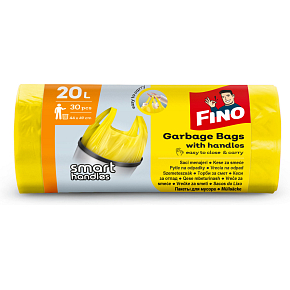 Fino Color Müllbeutel mit Griffen gelb, 7 µm, 20 Liter, 44 x 50 cm, 30 Stück