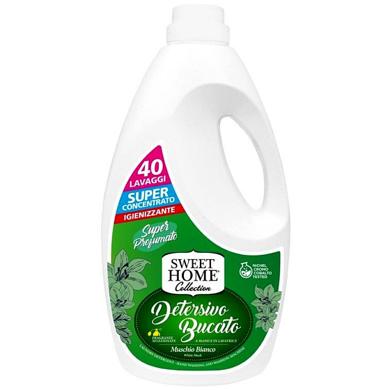 Sweet Home Weißer Moschus - Weißes Moos Waschgel für weiße und farbige Kleidung 40 Dosen 2 l