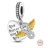 Sterling Silber 925 Love Forever, Herz, Engelsflügel, Unendlichkeit, 3in1 Liebesarmband-Anhänger