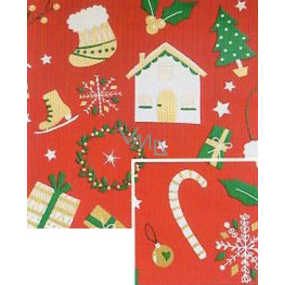 Nekupto Weihnachtsgeschenkpapier 70 x 200 cm Rot, Häuser, Geschenke, Kranz