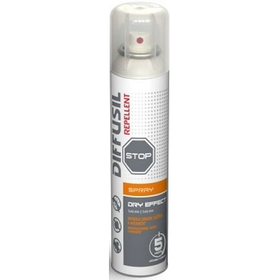 Das Diffusil Dry Touch-Abwehrmittel gegen Mücken und Zecken beträgt 150 ml
