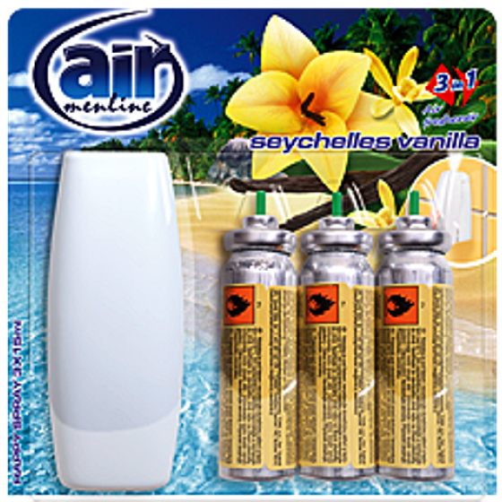 Air Menline Seychelles Vanilla Happy Lufterfrischer Komplettset + Nachfüllungen 3 x 15 ml Spray