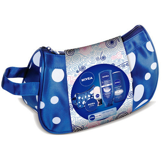 Nivea Creme Care Duschgel 250 ml + Invisible Black & White Clear Ball Antitranspirant 50 ml + Körperlotion zum Duschen 400 ml + Creme 30 ml + Beutel, für Frauen Kosmetikset