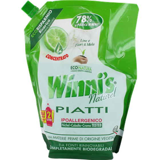 Winnis Eko Piatti Kalk konzentriertes hypoallergenes Geschirrspülmittel 1 l