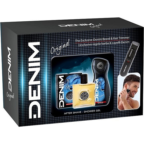 Denim Original Aftershave 100 ml + Duschgel 250 ml + Bartschneider, Kosmetikset