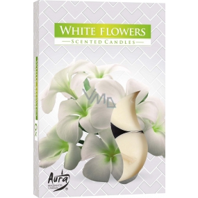 Bispol Aura White Flowers - Weiße Blüten mit duftenden Teelichtern 6 Stück