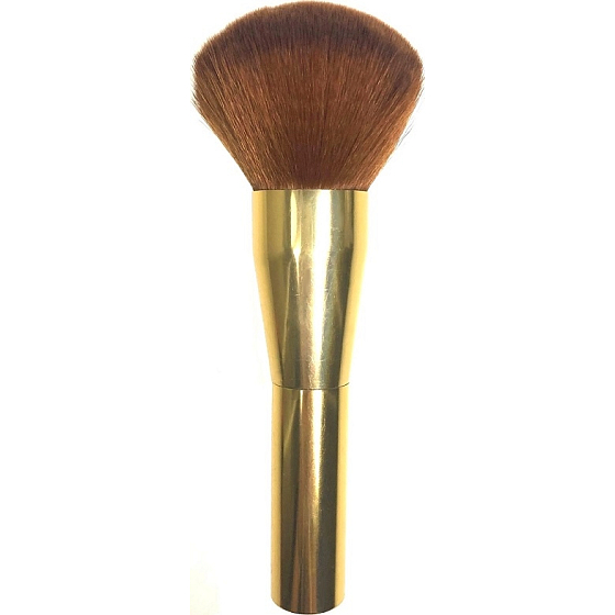 Kosmetikpinsel mit synthetischen Borsten für Puder Goldgriff rostiges Haar 15,5 cm 066