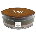 WoodWick Trilogy Cosy Cabin - Gemütliche Duftkerze aus Blockhaus mit breitem Holzdocht und Glasbootsdeckel 453 g