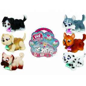 Pet Parade Dog + Leine + Würfel + Aufkleber, nimmt ein Spielzeug, geht an die Leine, bewegt Kopf und Beine, Hunde verschiedener Art