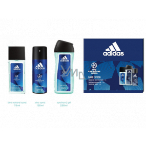 Adidas UEFA Champions League Dare Edition VI parfümiertes Deodorantglas für Männer 75 ml + Duschgel 250 ml + Deodorantspray 150 ml, Kosmetikset