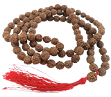 108 Mala Shiva Rudraksha, Meditationsschmuck, natürliche indische Samen, geknotet, elastisch, handgefertigt, Quaste 8 cm, Perle 7-8 mm