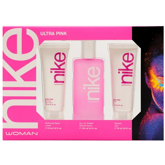 Nike Ultra Pink Woman Eau de Toilette 100 ml + Körperlotion 75 ml + Duschgel 75 ml, Geschenkset für Frauen