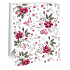 Ditipo Geschenkpapiertüte 26,4 x 13,6 x 32,7 cm Weiße rote Blumen und Schmetterlinge