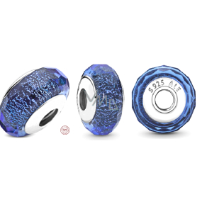 Charme Sterling Silber 925 Blau Facettierte Murano Glasperlen Armband Raum