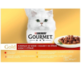 Gourmet Gold Multipack Rind, Pute, Ente, Huhn, Leber, Lachs in Dosen für ausgewachsene Katzen 12 x 85 g